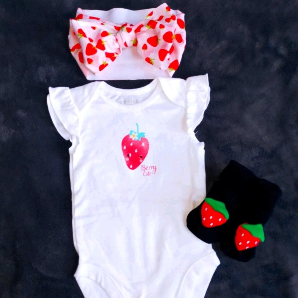 Onesie with Headband and Booties 6-9mo